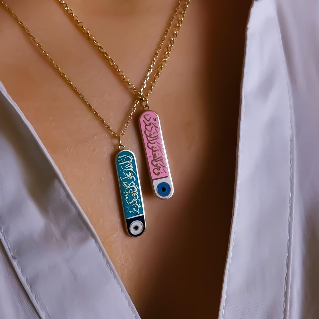 Gold Protection With Italian Enamel Design Necklace