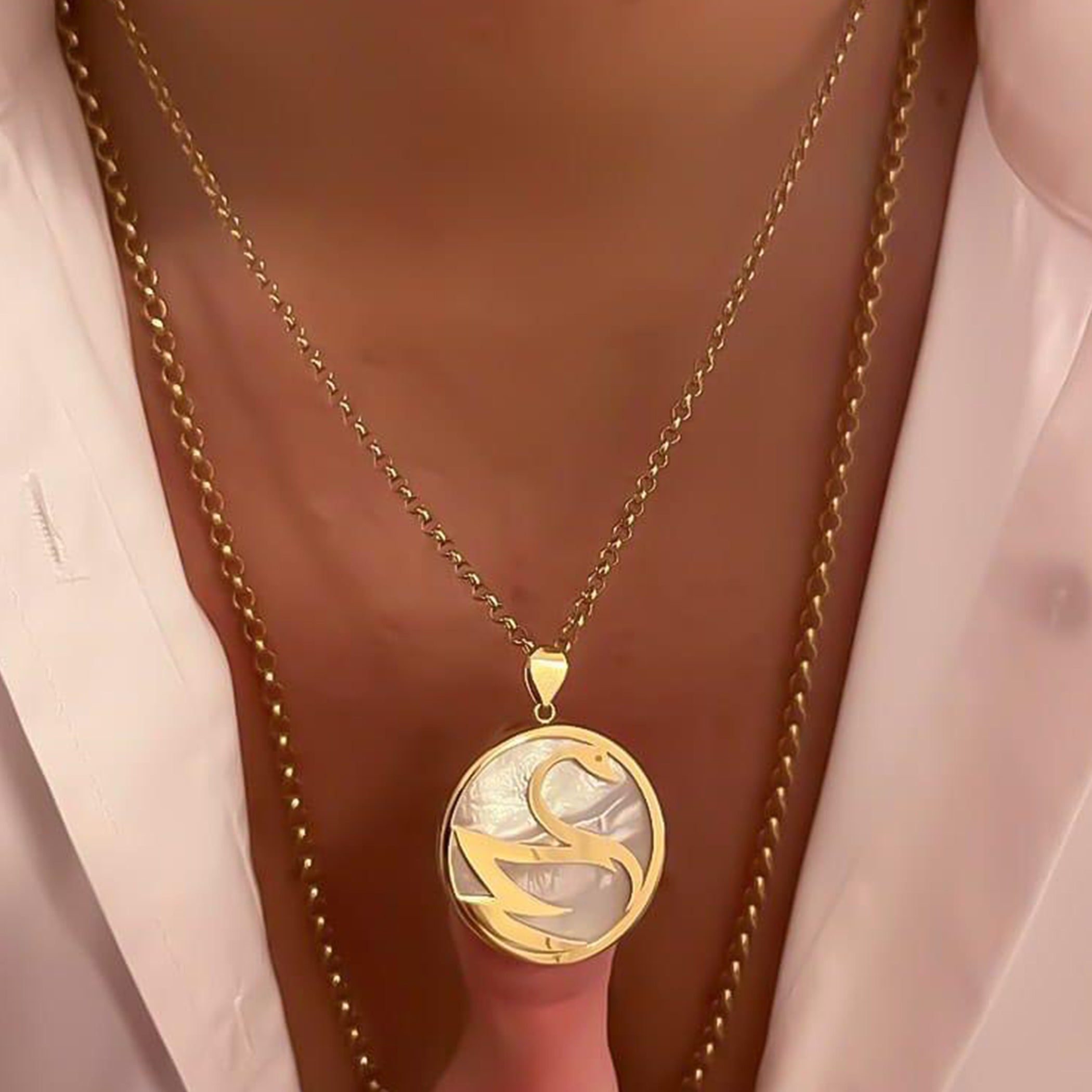 Gold Design with Mother of Pearl Necklace