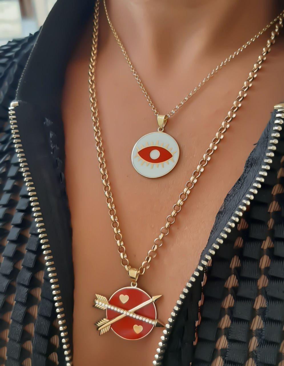 Gold Love Arrow with Italian Enamel Necklace