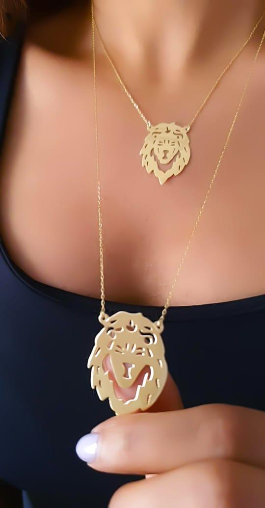 Gold Lion Hand Made Design Necklace