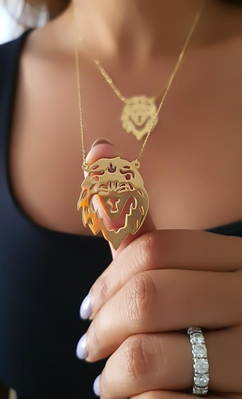 Gold Lion Hand Made Design Necklace