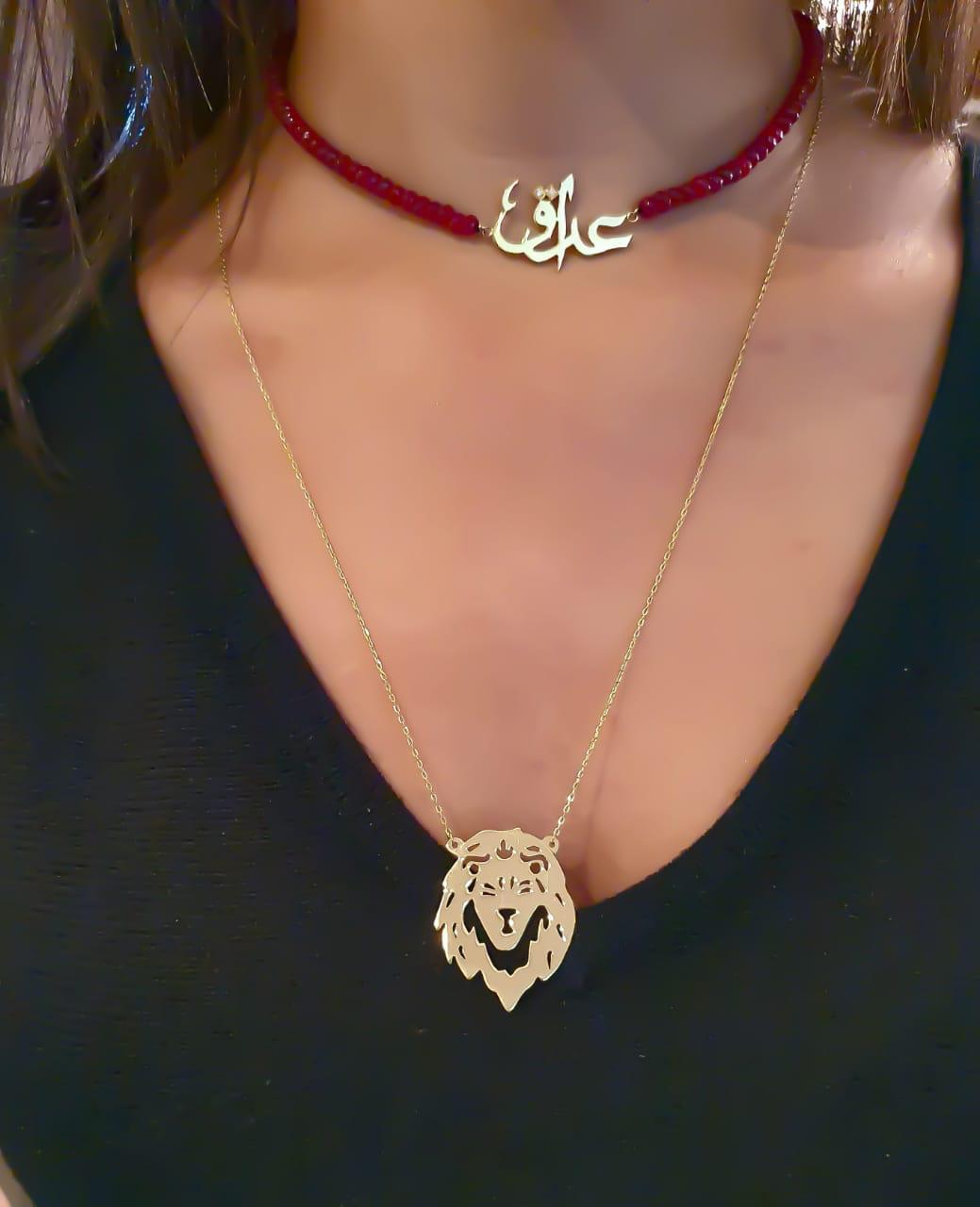 Gold Lion Hand Made Design Necklace
