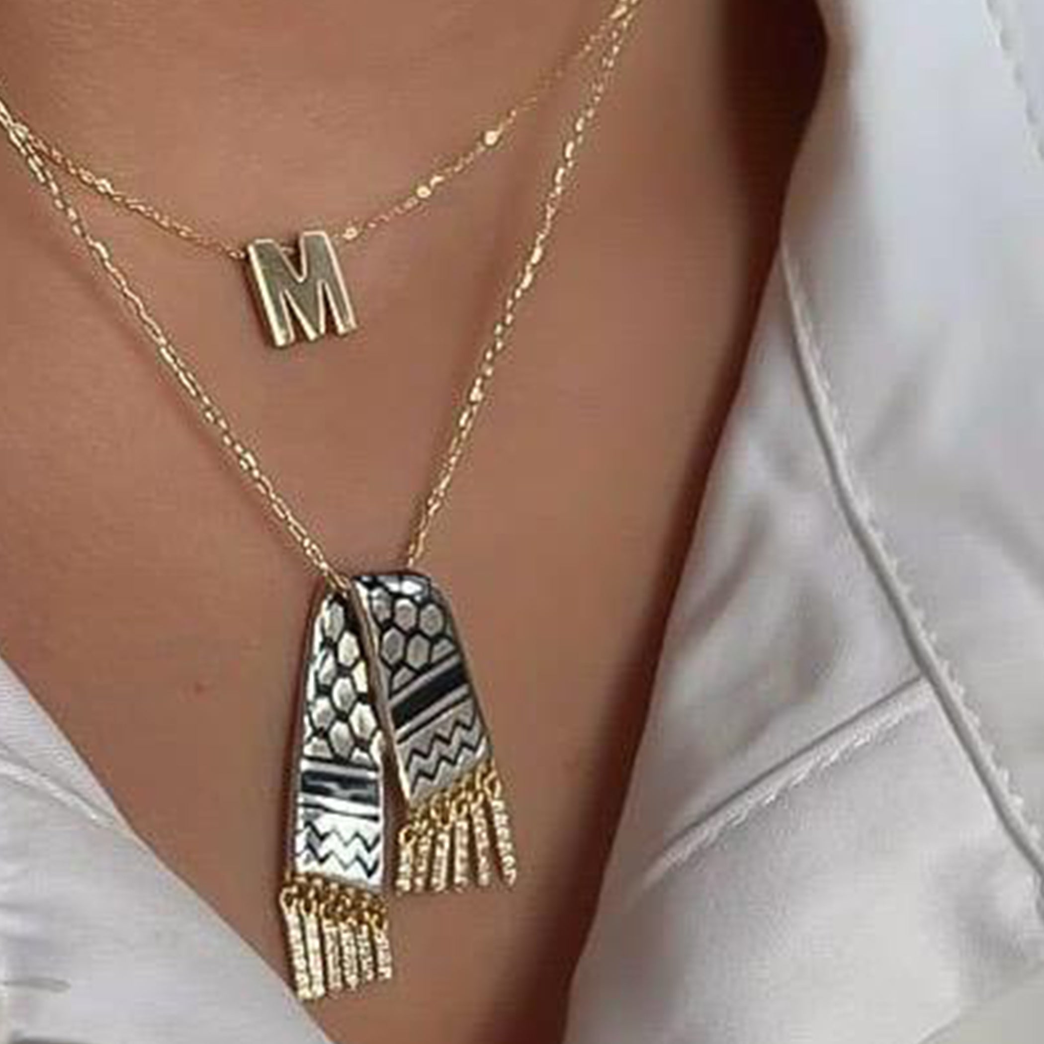 Gold Letter Design Necklace