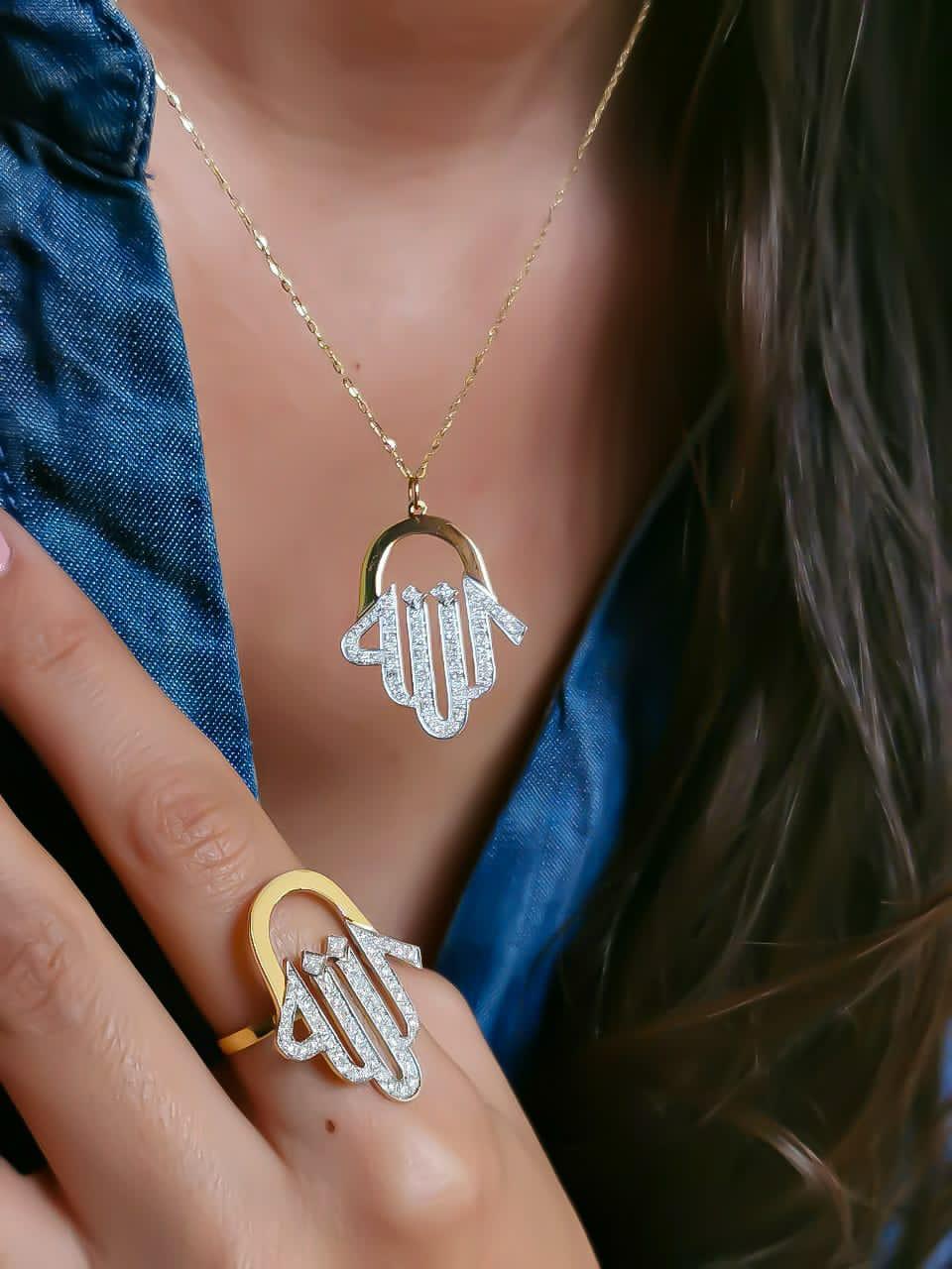Gold Design with Zircon Stone Set