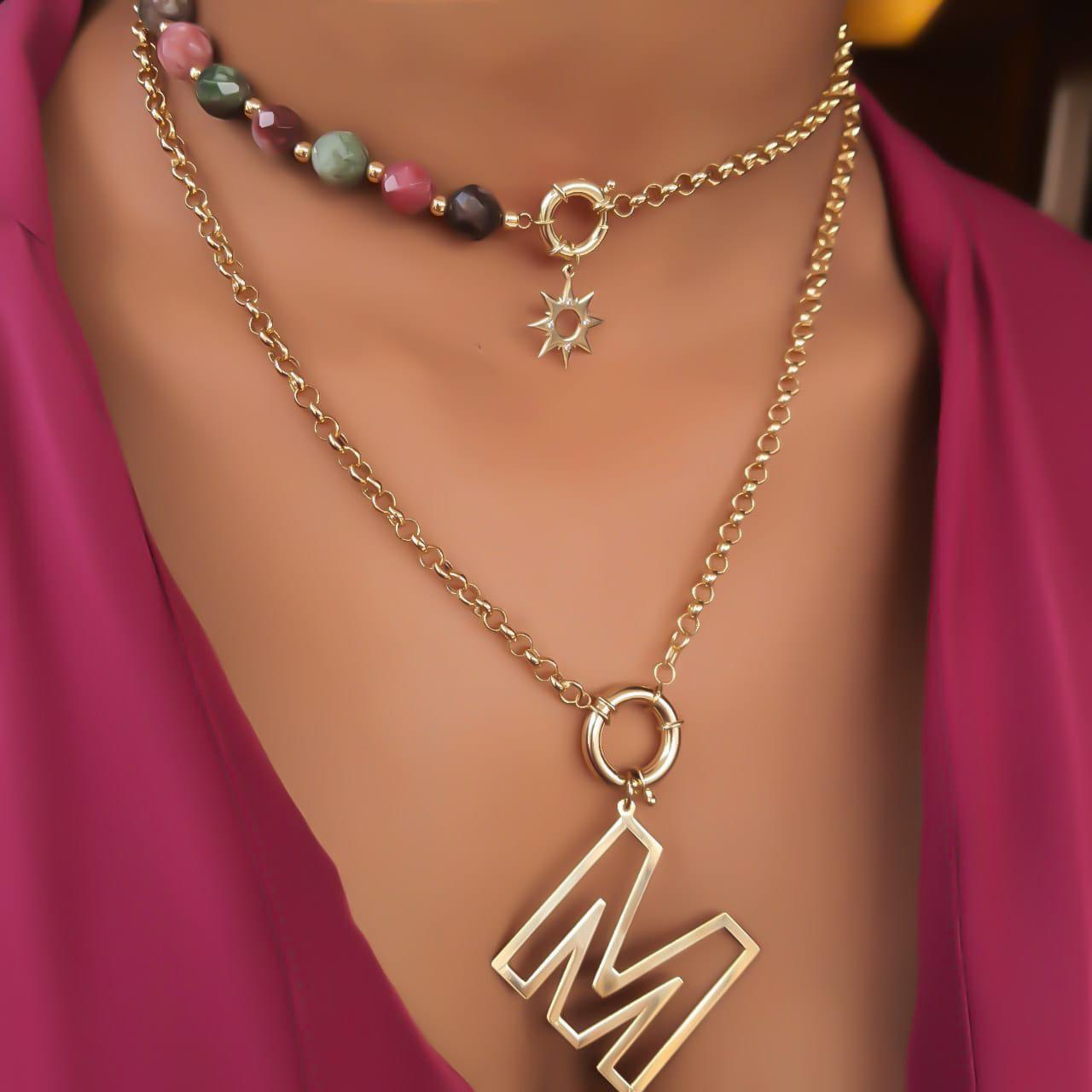 Gold Letter Design Necklace