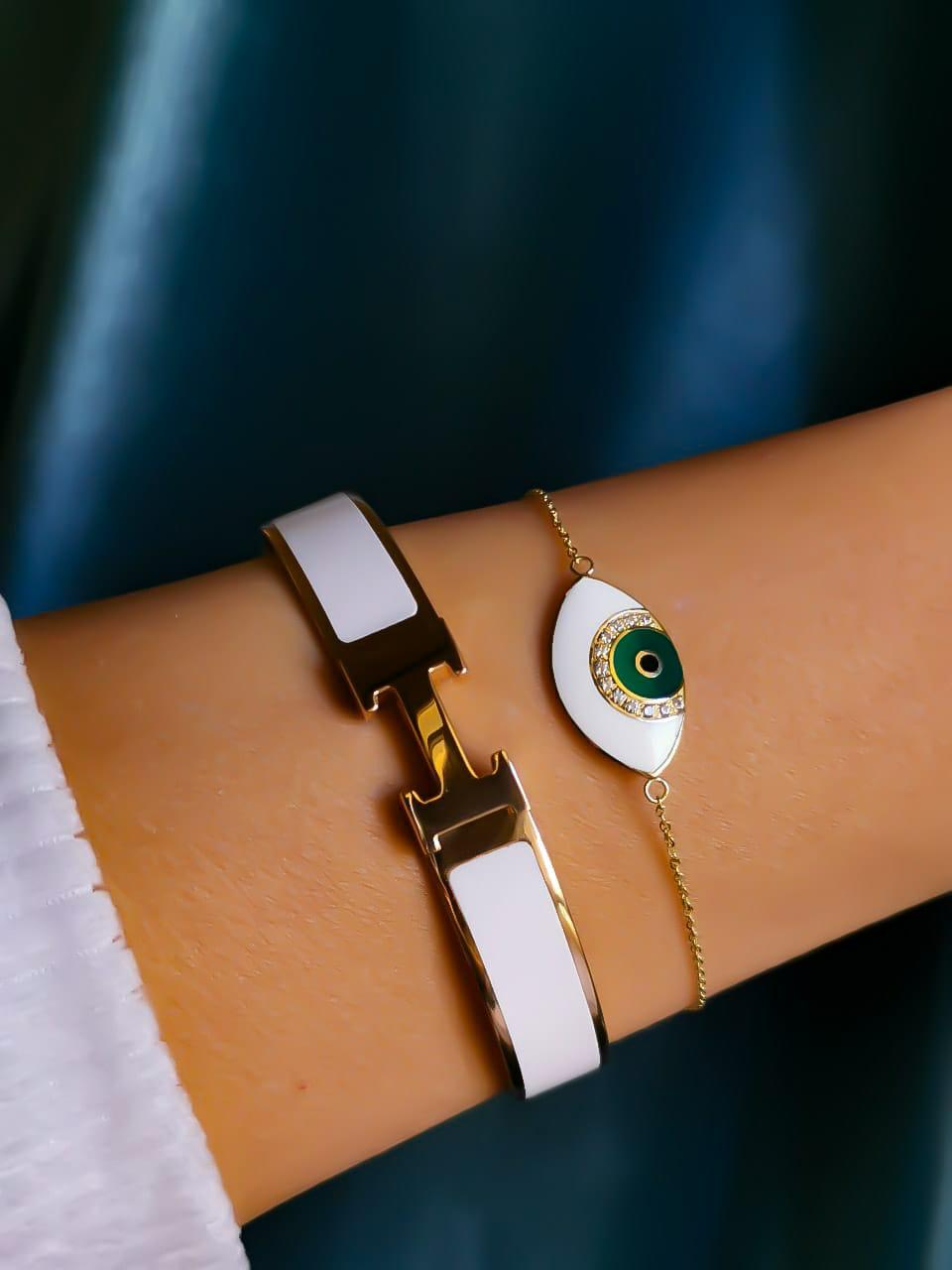 Gold Eye With Italian Enamel Bracelet