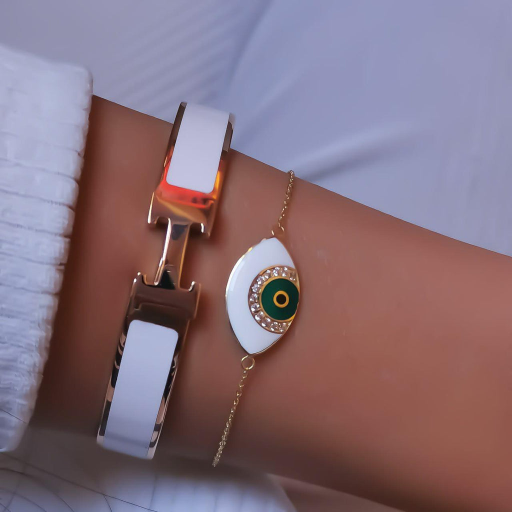 Gold Eye With Italian Enamel Bracelet