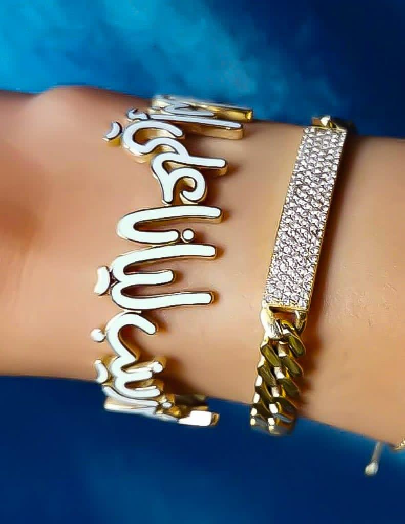 Gold Family Names Design with Italian Enamel Bracelet