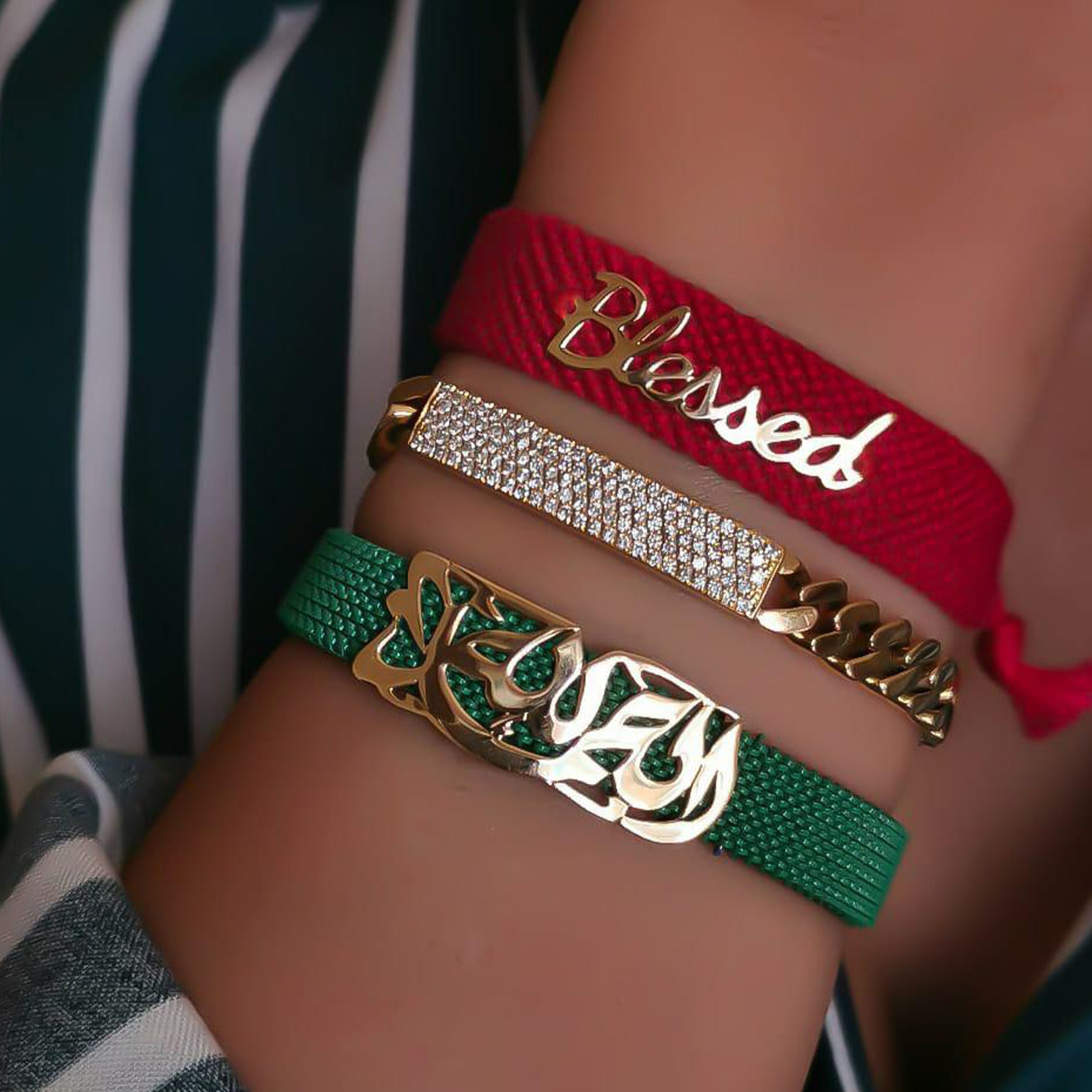 Gold Sentence Design With Italian Steel Bracelet