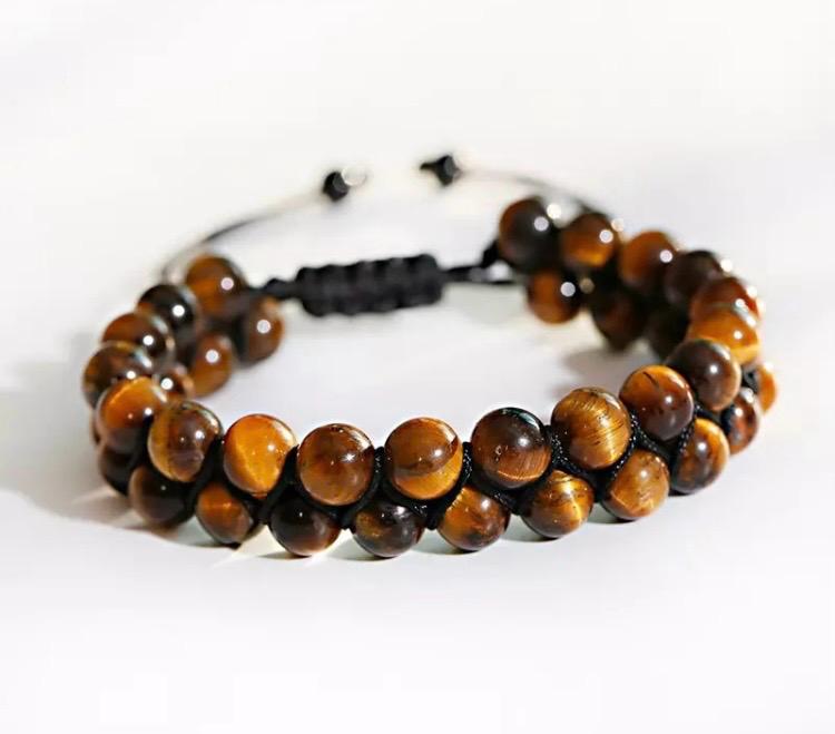 Tiger Eyes Stone Braided Double Layer Bracelet