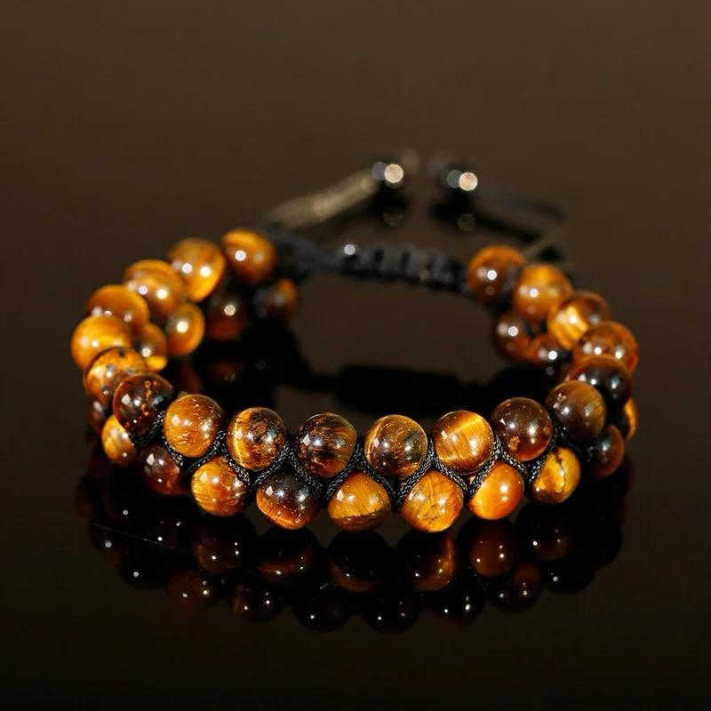 Tiger Eyes Stone Braided Double Layer Bracelet