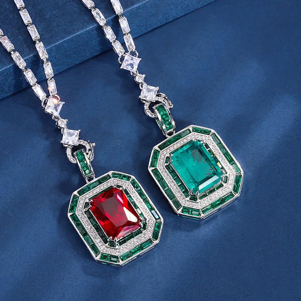 Ruby Natural Stone with Italian Silver and Zircon Stone Chain Necklace