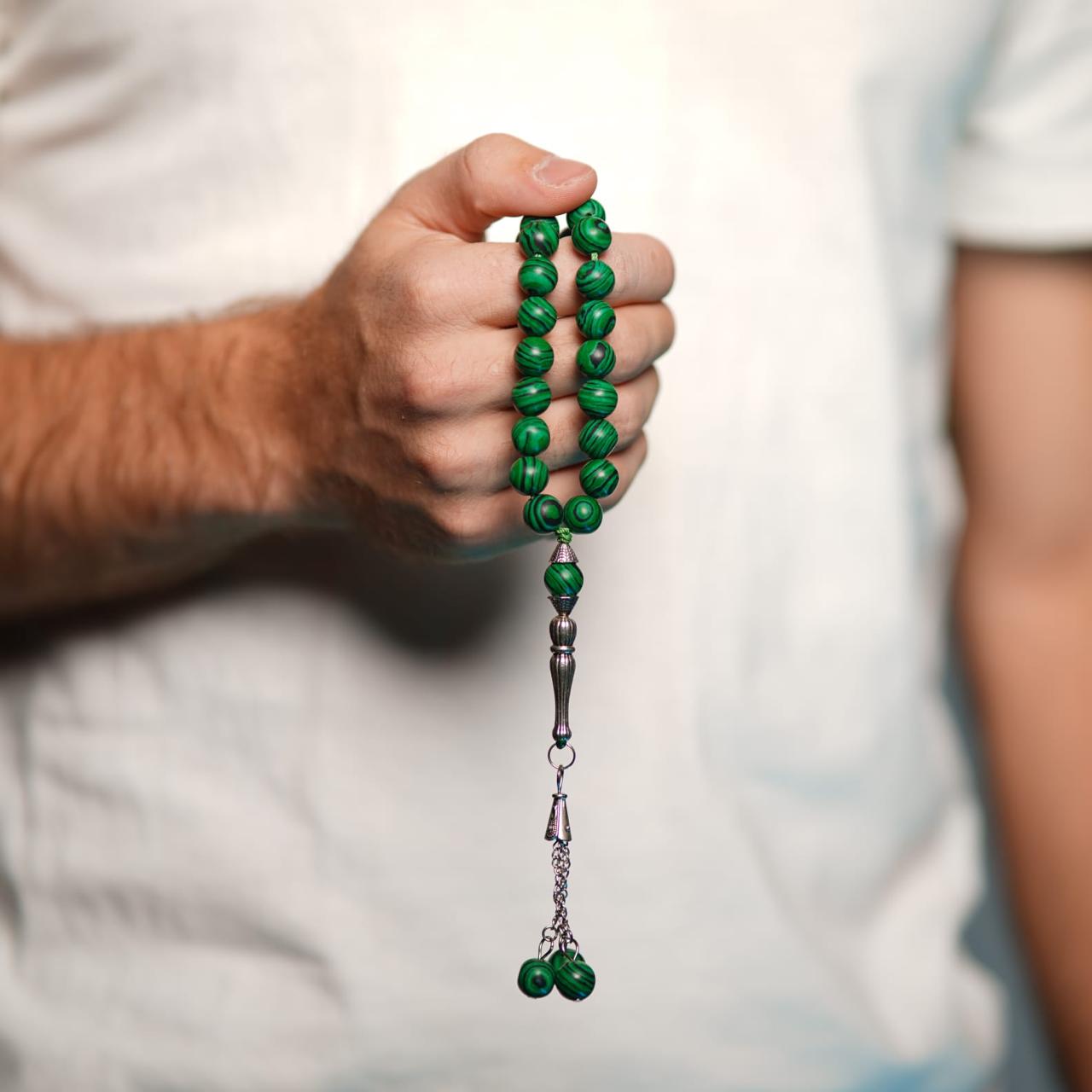 Natural Malachite Stone Masbaha