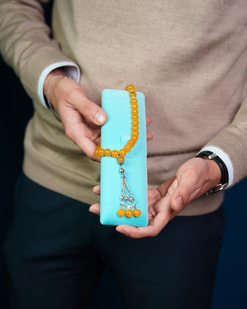 Citreen Stone Masbaha with Italian Silver Karkosha Design ‎