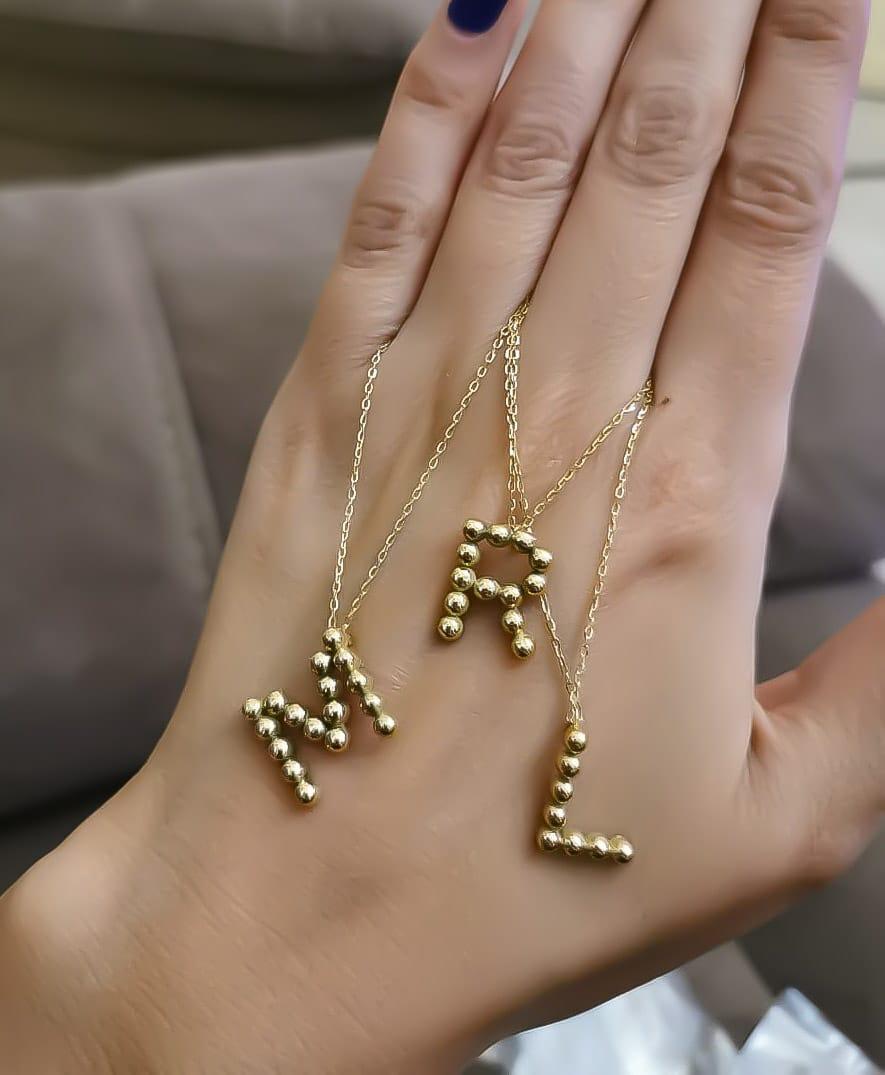 Bubble Gold Letter Necklace