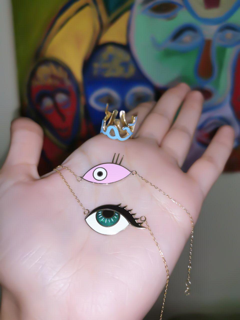 Gold “Wishing Eye” Design With Italian Enamel Necklace