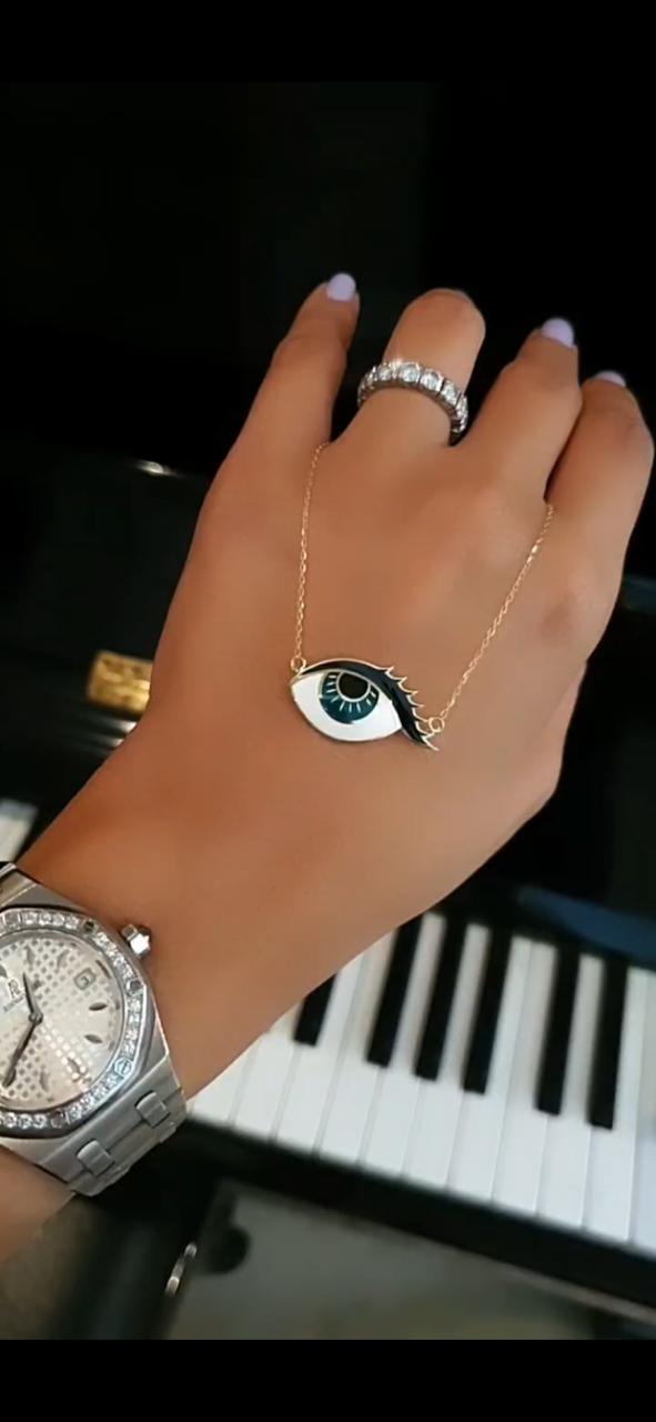 Gold “Wishing Eye” Design With Italian Enamel Necklace