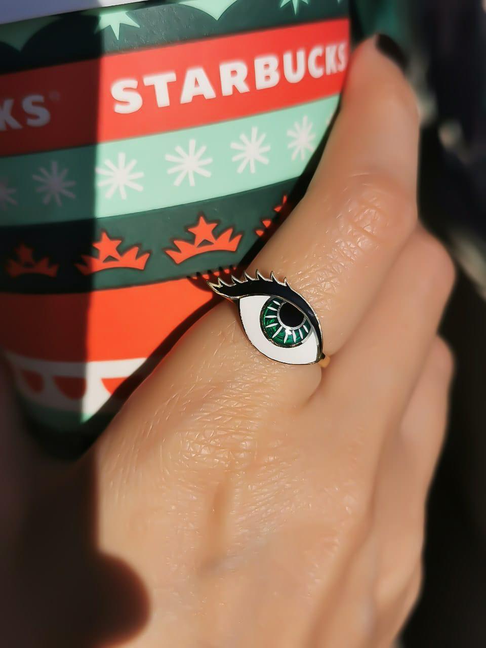 Gold “Wishing Eye” Design With Italian Enamel Ring