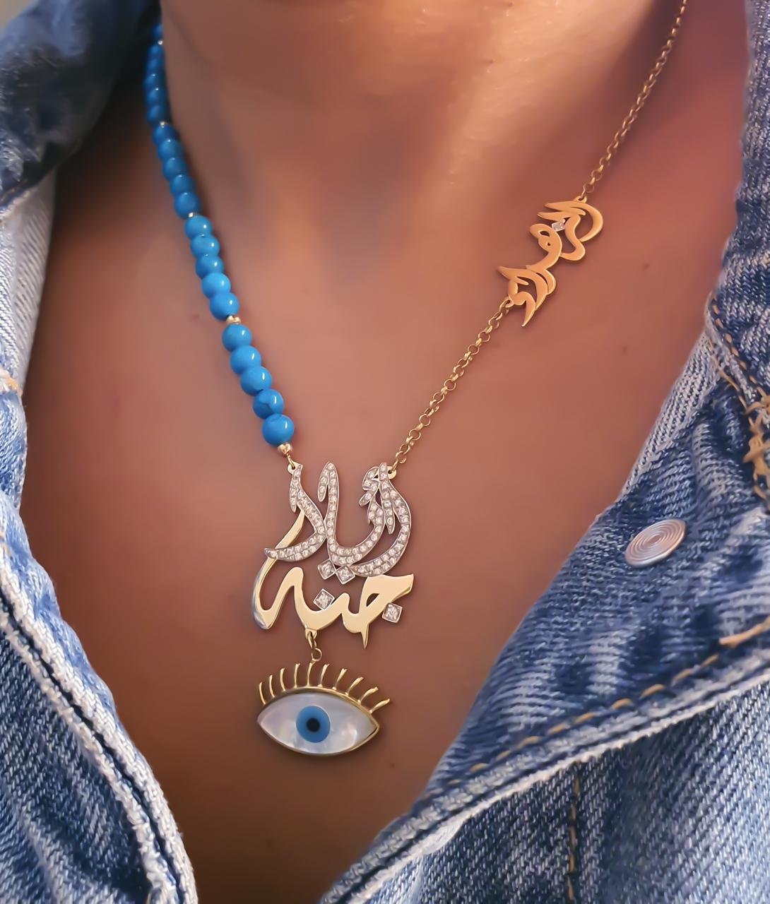 Gold Design With Turquoise Stone Necklace