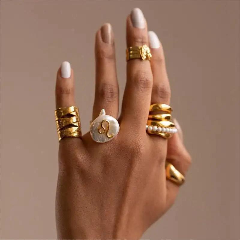 Natural Irregular Pearl Zodic Sign Ring