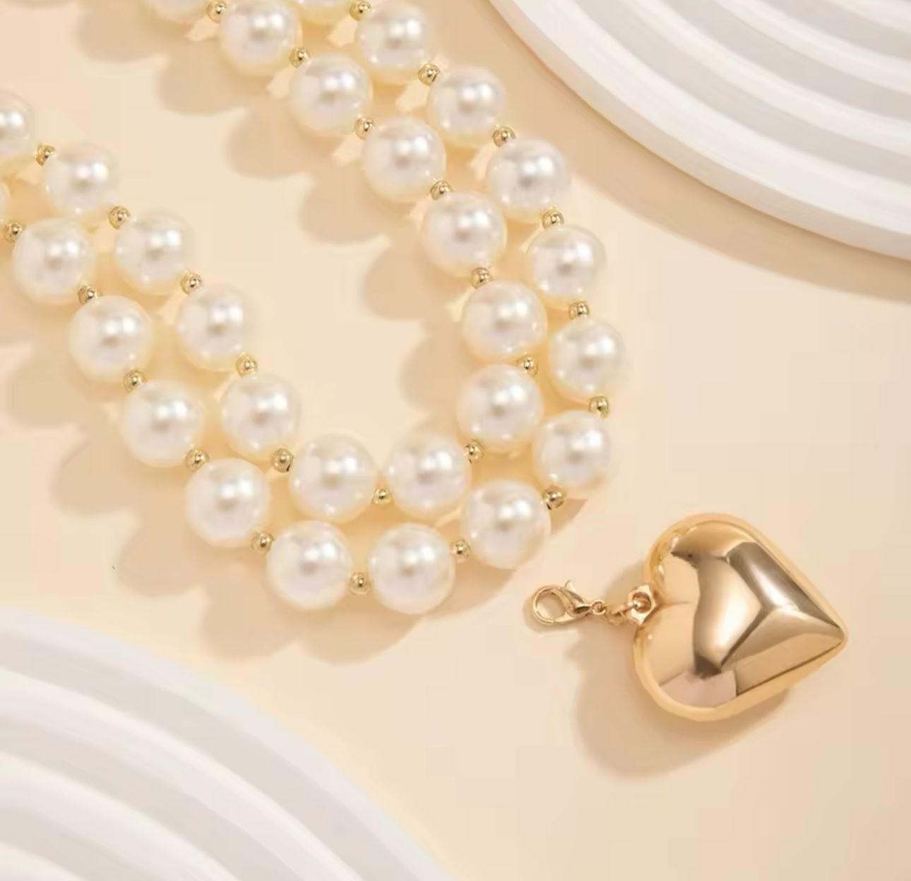 Natural Pearl With Heart 🤍Design Necklace
