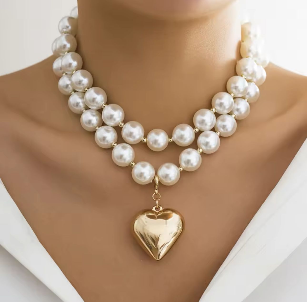 Natural Pearl With Heart 🤍Design Necklace