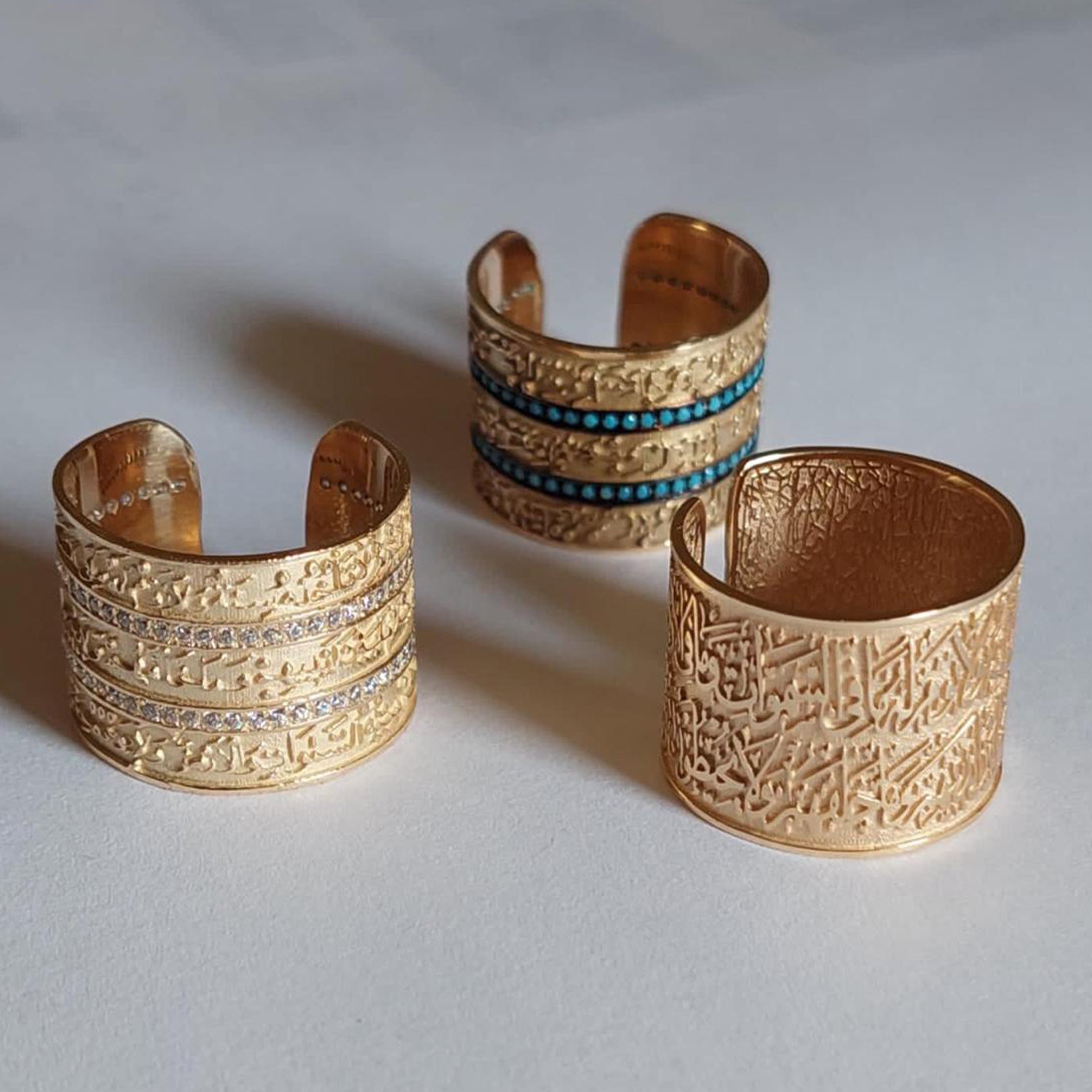 Gold “Ayat Al Kursi” Hand Carving Design Ring