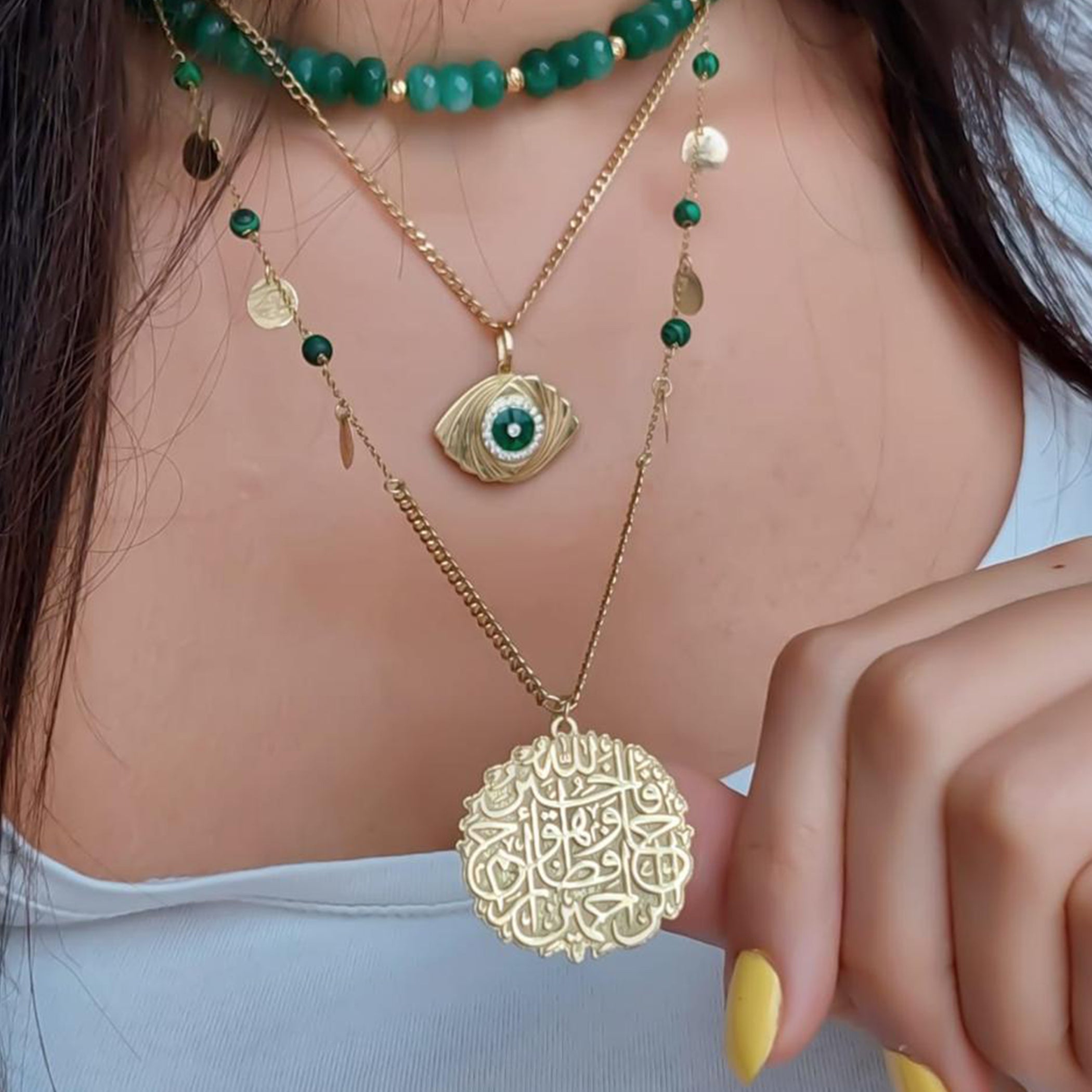 Gold Design “فالله خير حافظ وهو أرحم الراحمين” Necklace